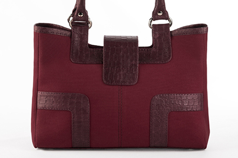 Burgundy red women's dress handbag, matching pumps and belts. Rear view - Florence KOOIJMAN